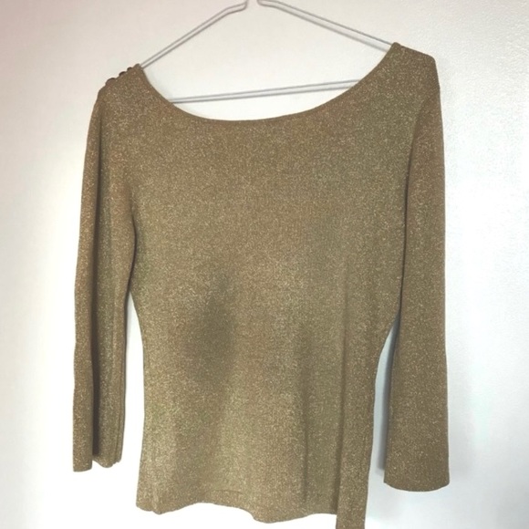 Gold Metallic Sara & Lily Top/Sweater - Picture 4 of 4